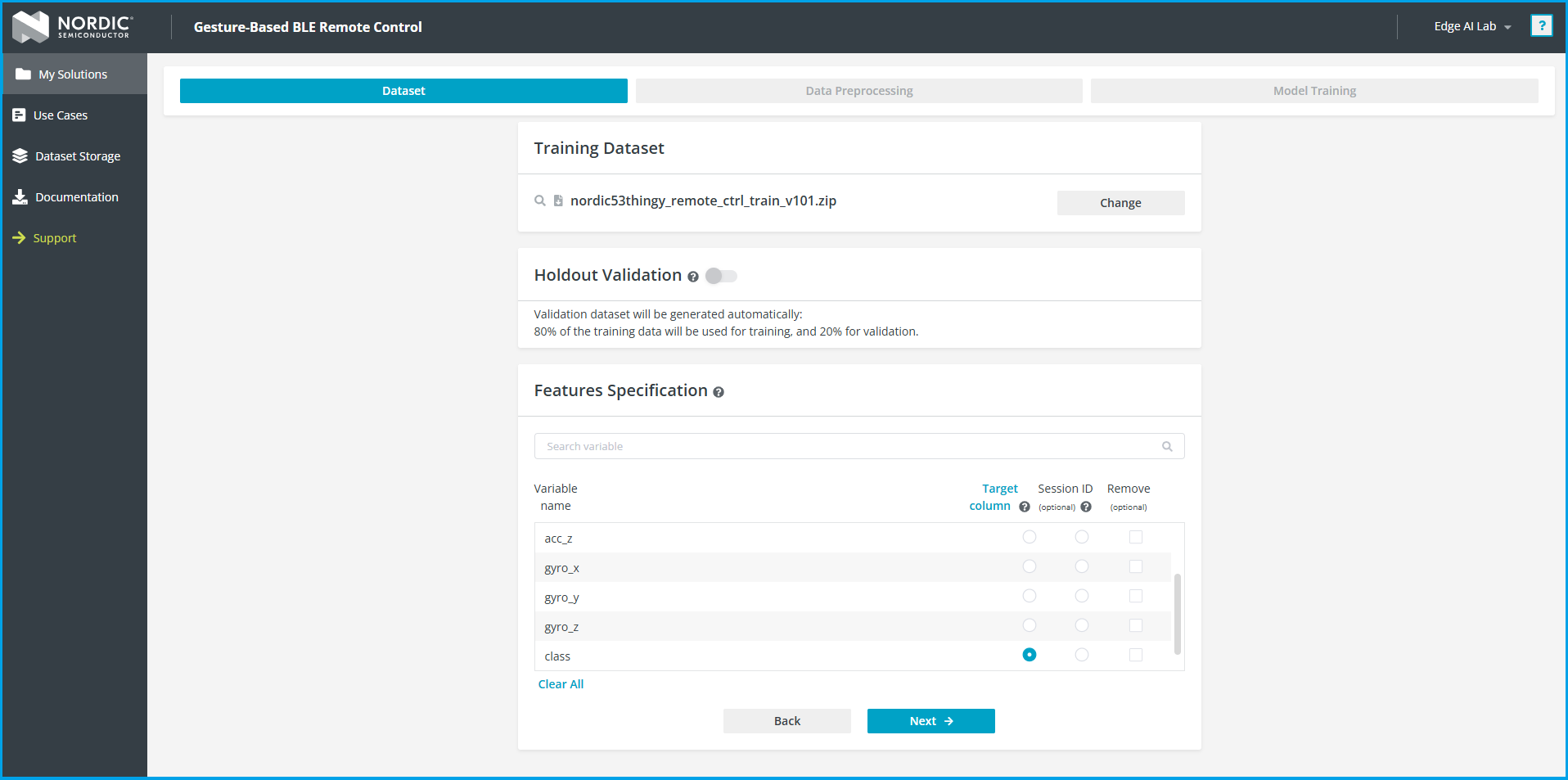 Dataset upload